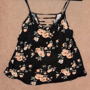 Forever 21 Black and Orange Floral Camisole